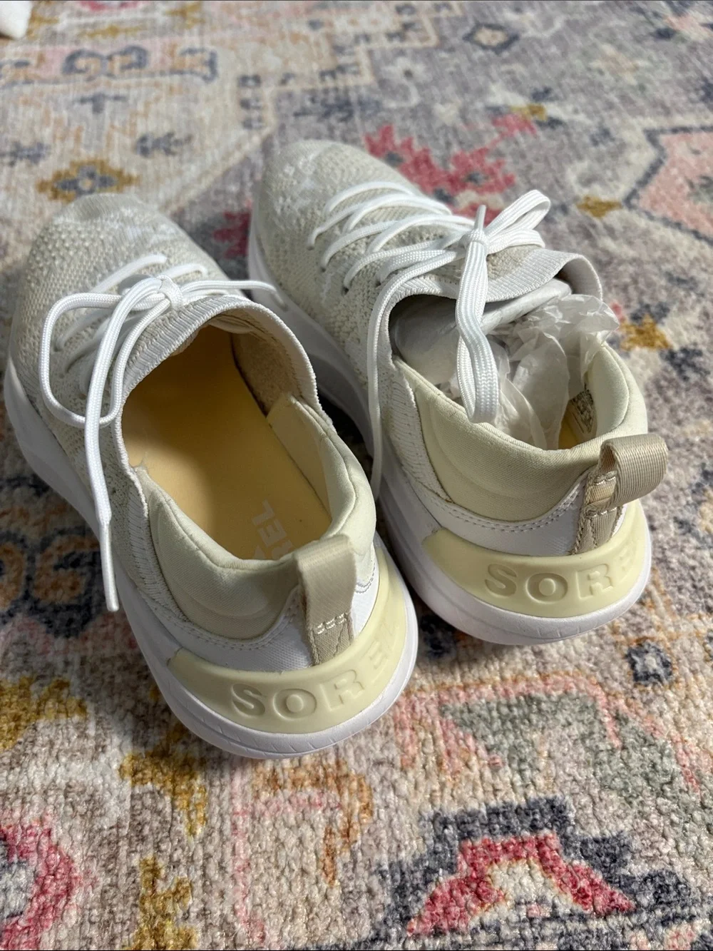 Sorel Women's Knit Athletic Sneakers in Cream/White